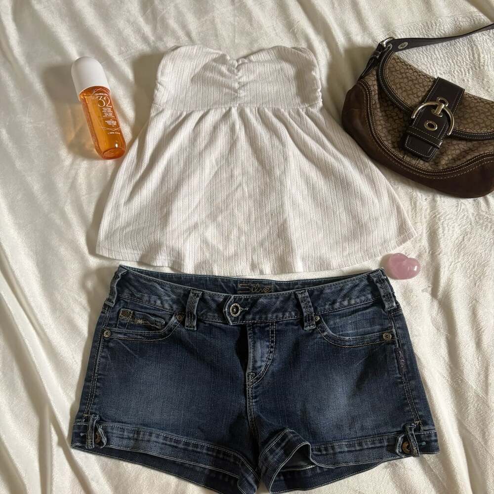 Hollister White Strapless Ribbed Top - Size XS